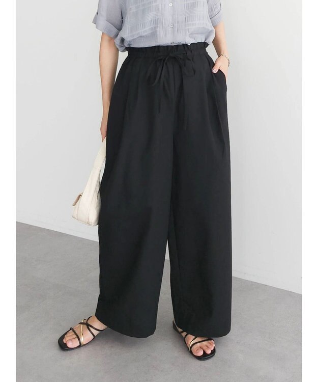 Green Parks 綿麻混バギーパンツ Black