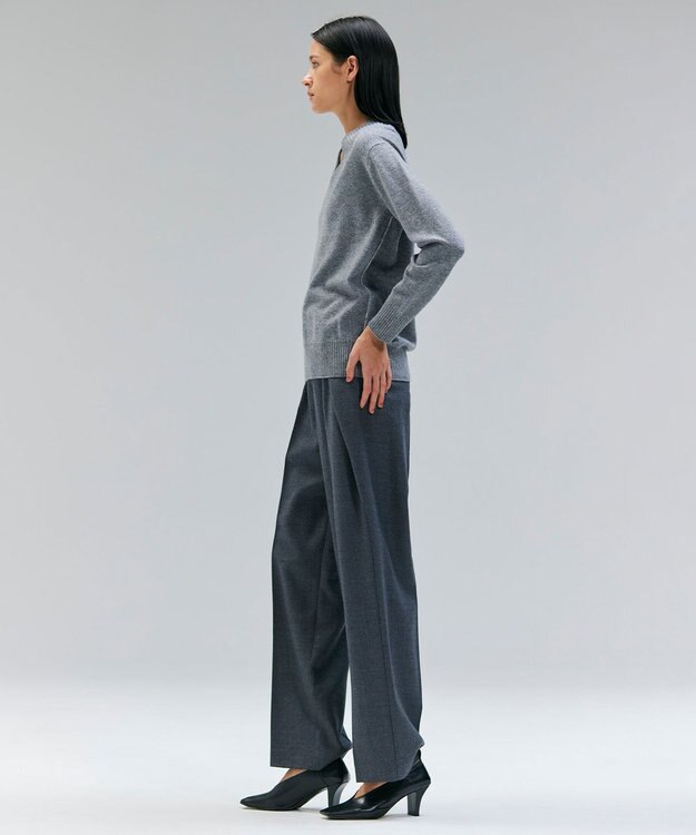 BEIGE， TERNES / 変形タックウールワイドパンツ Md.Gray