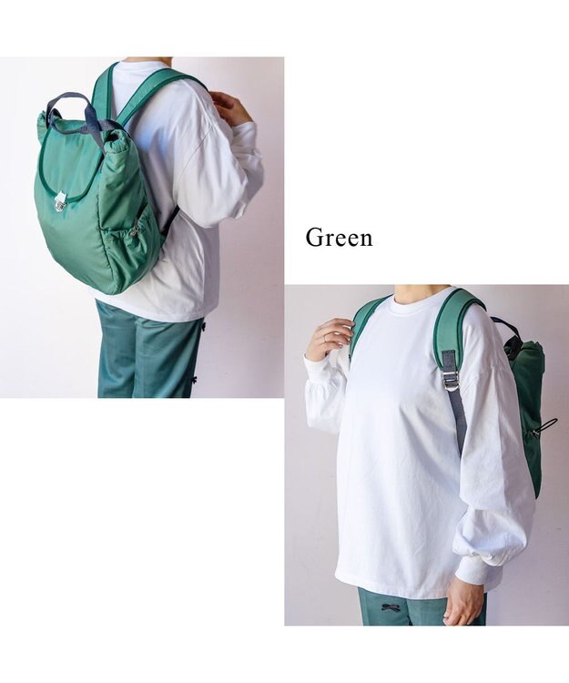 tsumori chisato CARRY ネコメタル リュック 手提げ ハンドバッグ 2way グリーン