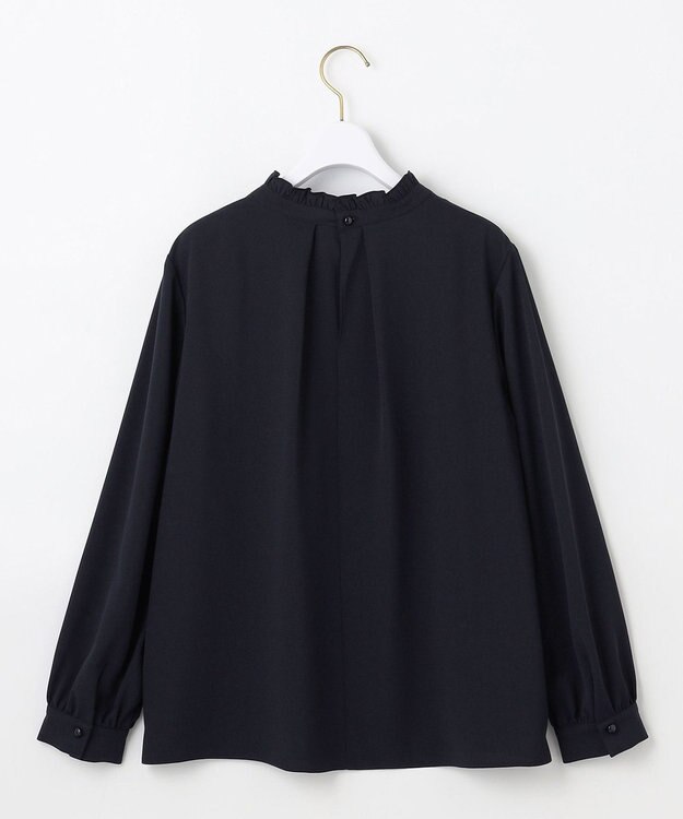 ANY SIS 【洗える】フリルネックスタンド ブラウス ネイビー