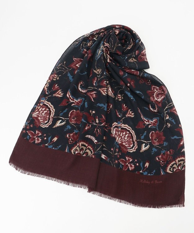 JOSEPH ABBOUD 【イタリアHolliday&Brown社製】フラワーパターン ストール ワイン系7