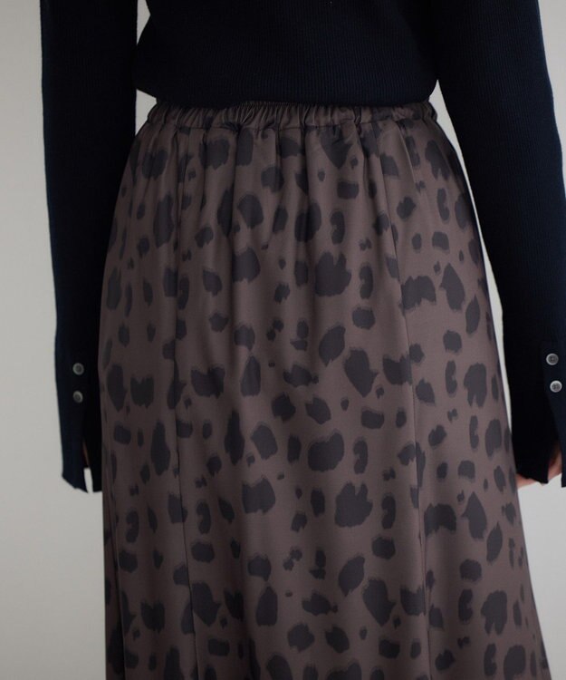 YECCA VECCA アニマル柄プリントマーメイドスカート Brown