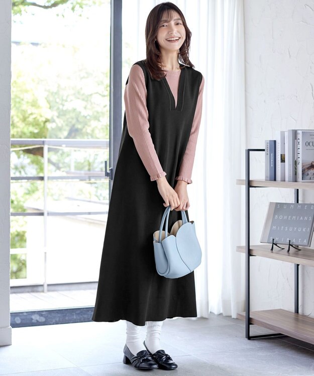 Tiaclasse 【安田美沙子さん着用・選べる2type・洗える】 フリルニットトップス クルーネック：ピンク