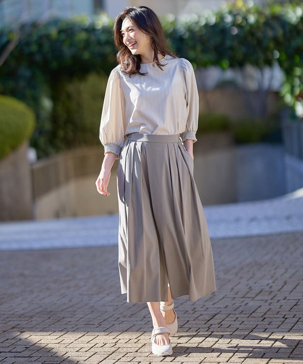 ANY L 【洗濯機可能/接触冷感/UVケア/イージーケア/ウエストゴム】清涼リラックススカーチョ グレー