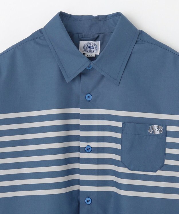 J.PRESS KIDS 【140-170cm】TCブロード パネルボーダープリント シャツ ダルブルー系