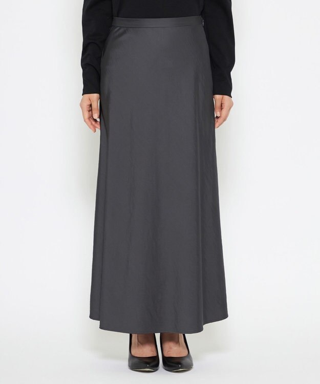uncrave 【洗える】サテン フレアスカート（uncrave STANDARD） スレート