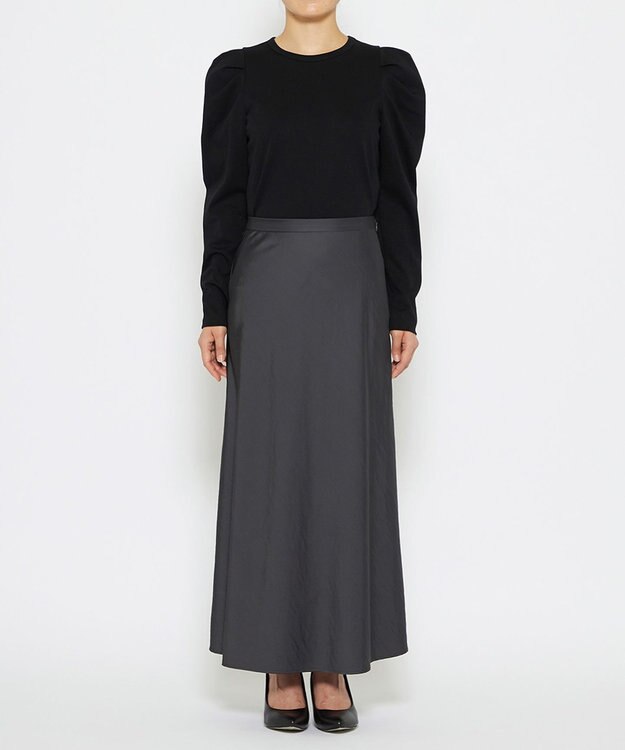 uncrave 【洗える】サテン フレアスカート（uncrave STANDARD） スレート