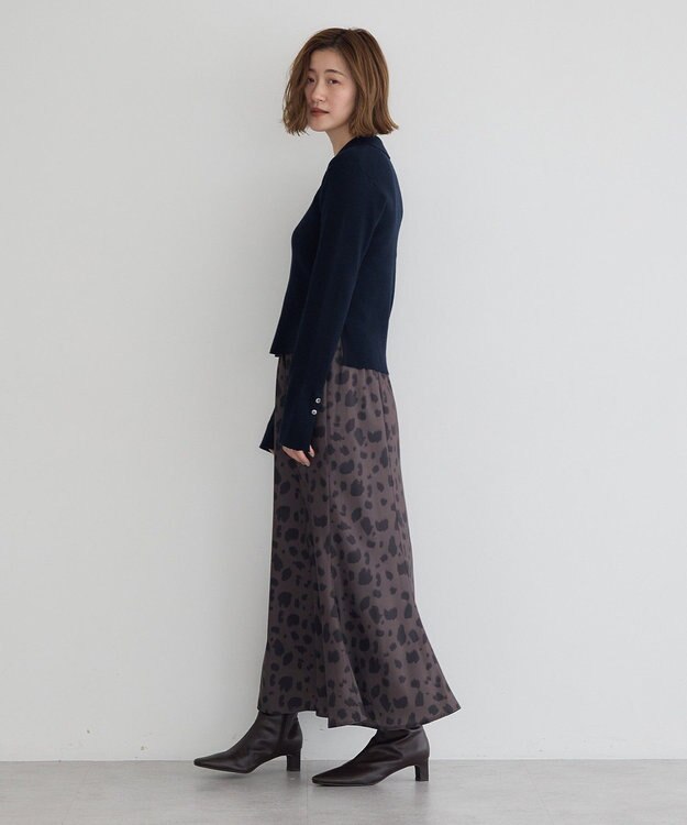 YECCA VECCA アニマル柄プリントマーメイドスカート Brown