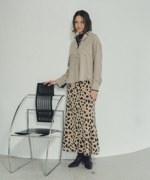 YECCA VECCA アニマル柄プリントマーメイドスカート Beige