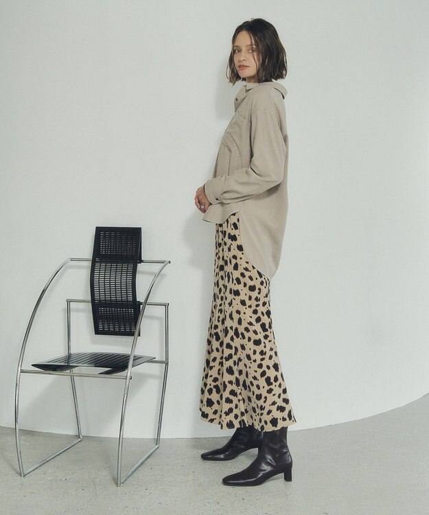 YECCA VECCA アニマル柄プリントマーメイドスカート Beige