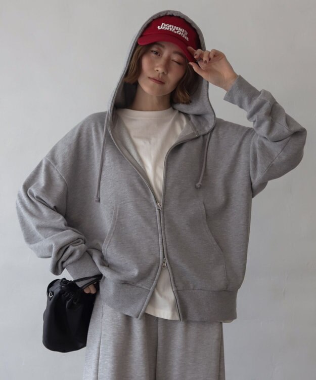 WEGO 【ユニセックス着用ITEM/MLサイズ展開】コンパクトフィットダブルZIPパーカー 杢グレー