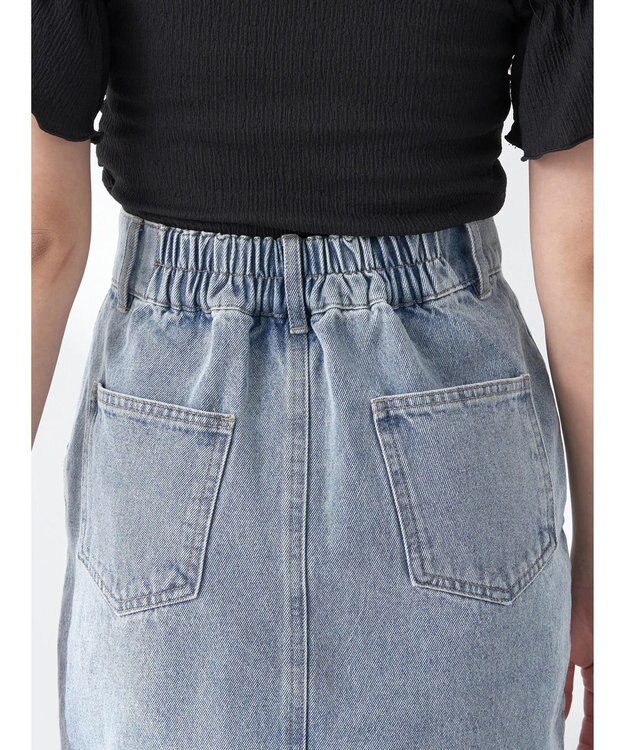 earth music&ecology ビジューデニムミニスカート Light Indigo