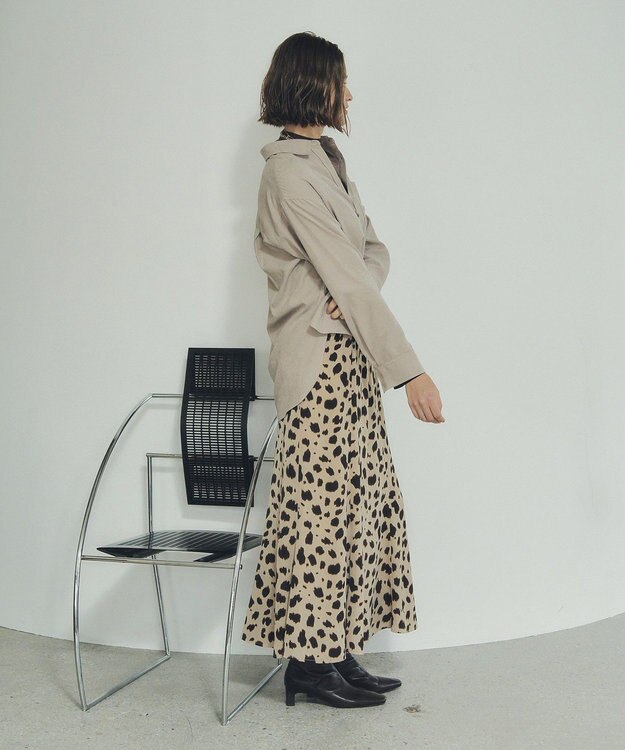 YECCA VECCA アニマル柄プリントマーメイドスカート Beige