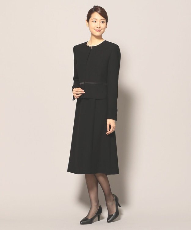 自由区 FORMAL 【オールシーズン対応】バーズアイ ジャケット+ワンピース ブラック系