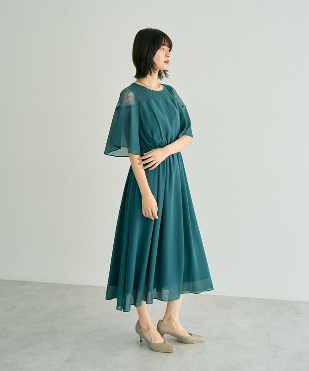 YECCA VECCA レース×シフォンドレス YECCA VECCA｜レース切替シフォン