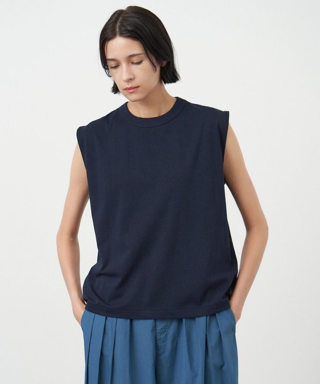 ATON DRY COTTON JERSEY | ノースリーブプルオーバー NAVY