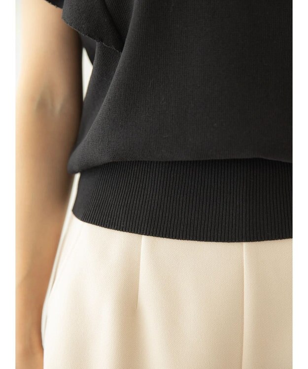 earth music&ecology レースドッキングフリルニットプルオーバー Black