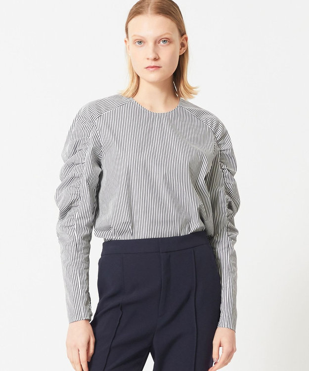 BEIGE， CROCOSMIA / ブラウス Black Stripe