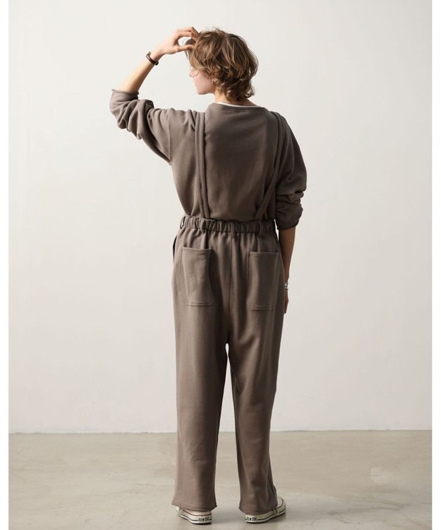 LENO SWEAT SALOPETTES スウェットサロペット BROWN