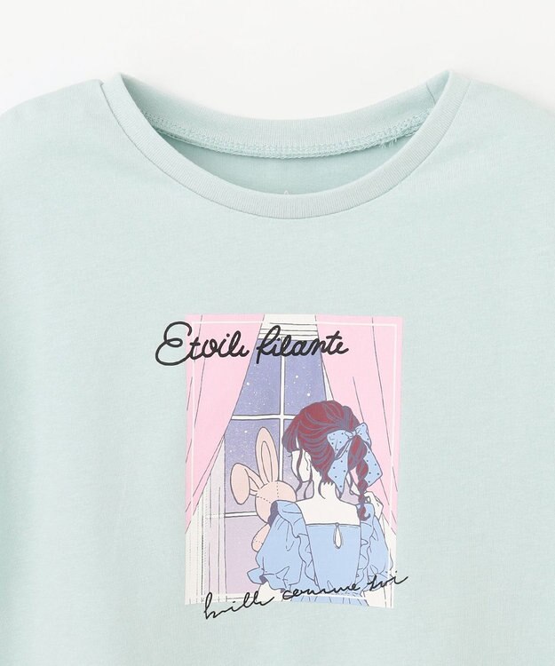 ANY KIDS 袖フリル エモプリント Ｔシャツ ミント