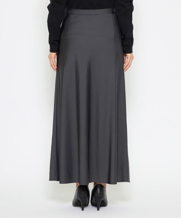 uncrave 【洗える】サテン フレアスカート（uncrave STANDARD） スレート