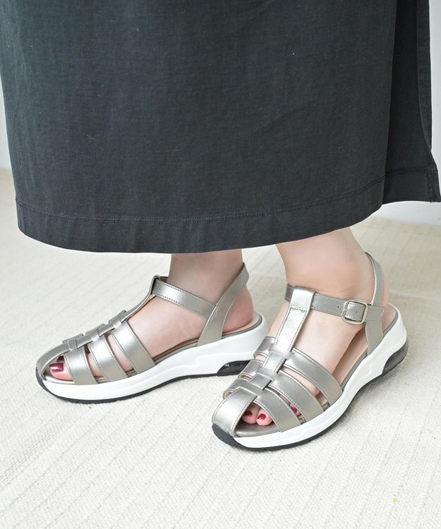 Pointer 日本製 本革グルカスポーツサンダル グレーメタリック