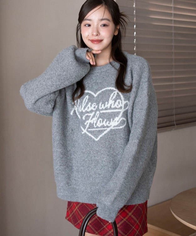 WEGO 【2025年秋冬新作】フラッフィーグラフィックニットBIGプルオーバー 柄9