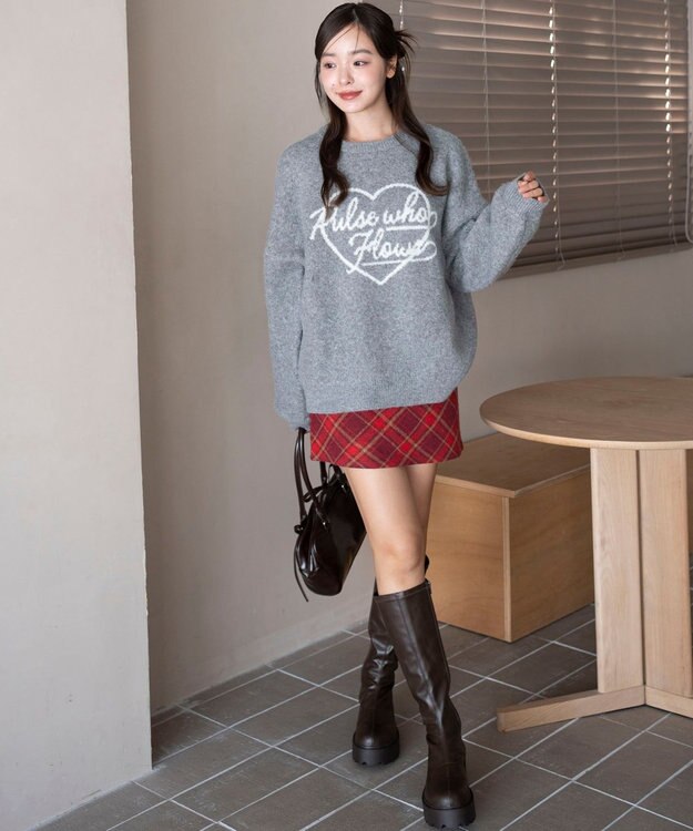 WEGO 【2025年秋冬新作】フラッフィーグラフィックニットBIGプルオーバー 柄9