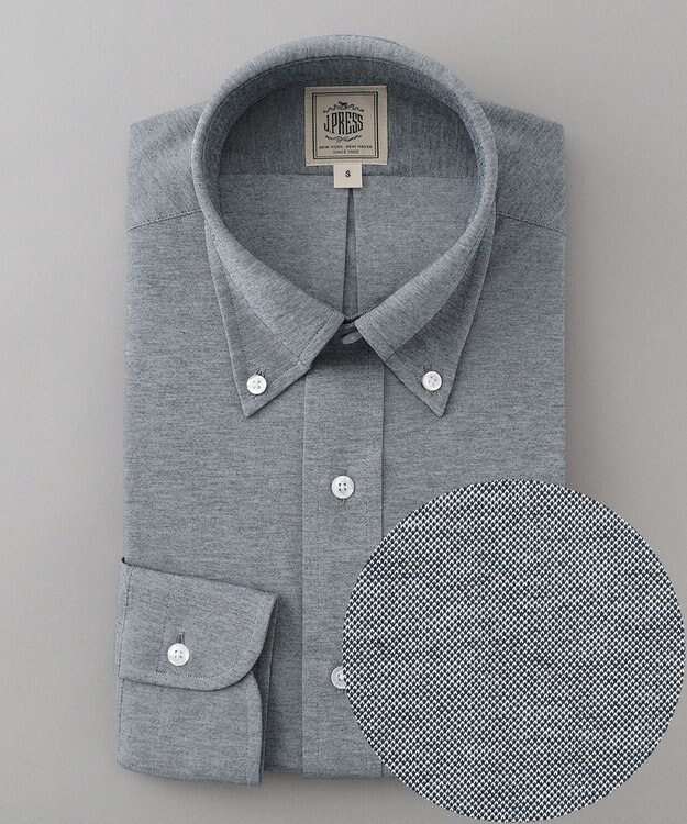 J.PRESS MEN 【Single Needle Tailoring】スムースフィールハイゲージニットシャツ / B.D. ネイビー系