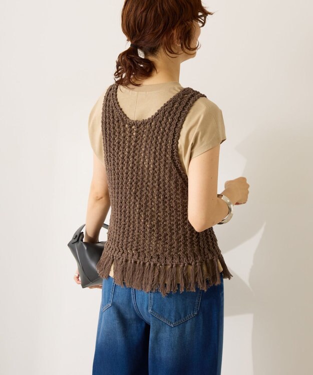 AMERICAN HOLIC 【前後2WAY】フリンジショートベスト Charcoal Gray