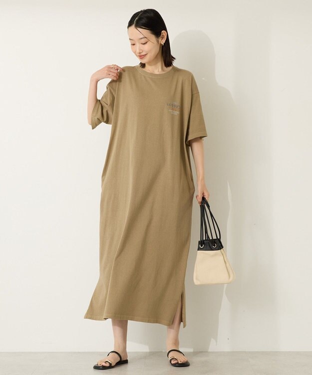 AMERICAN HOLIC 【選べる丈】ツアーロゴ加工Tワンピース Beige