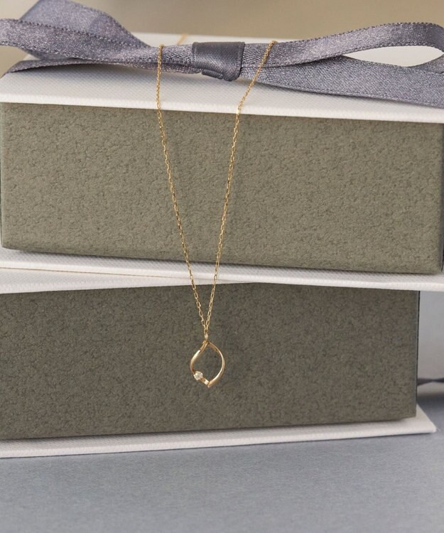 Phoebe 【K10】リーフィーダイヤモンドネックレス/全長:40cm ゴールド