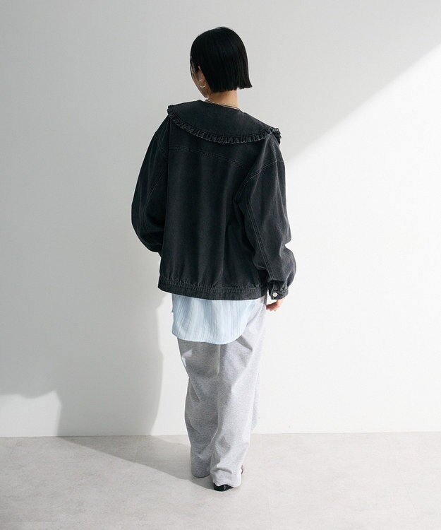 Green Parks ・ＤＯＵＢＬＥ　ＦＬＡＧＳ　フリルカラーＧジャン Black