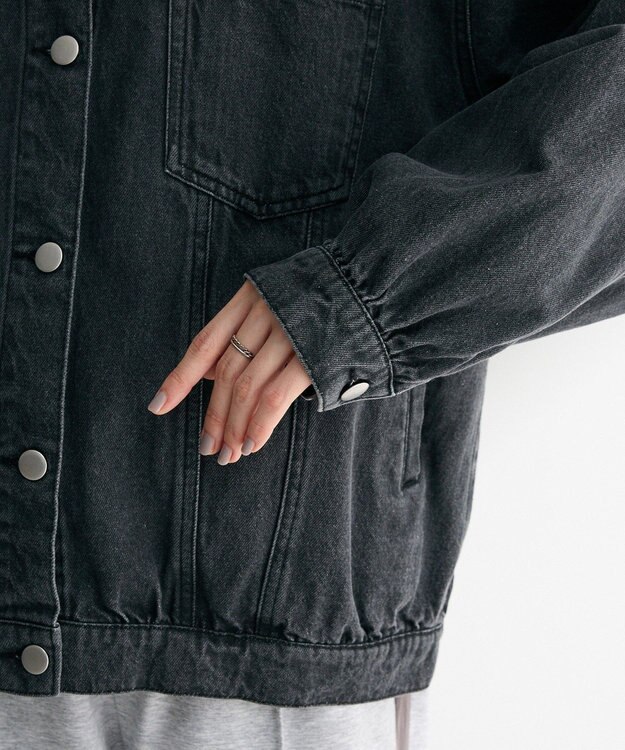 Green Parks ・ＤＯＵＢＬＥ　ＦＬＡＧＳ　フリルカラーＧジャン Black