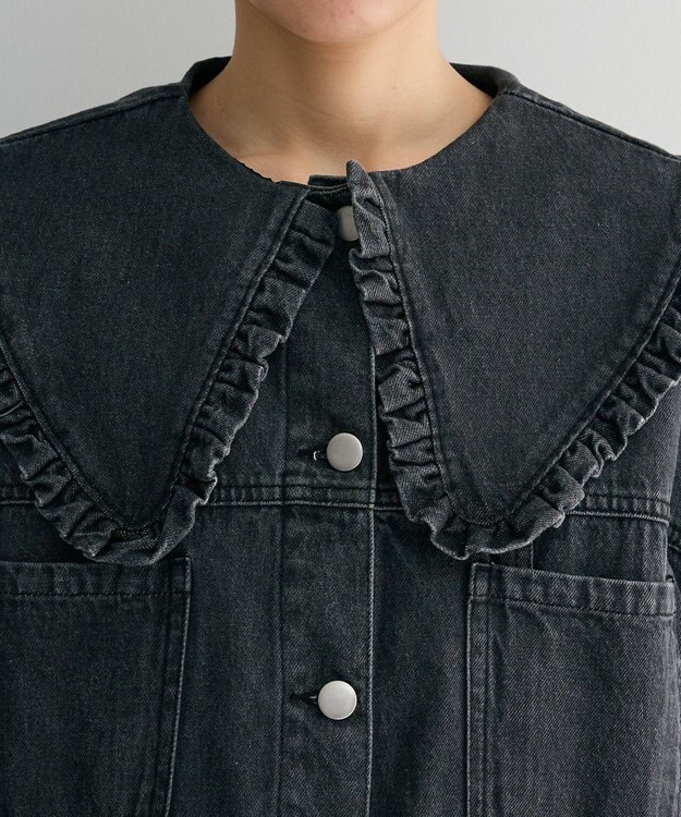 Green Parks ・ＤＯＵＢＬＥ　ＦＬＡＧＳ　フリルカラーＧジャン Black