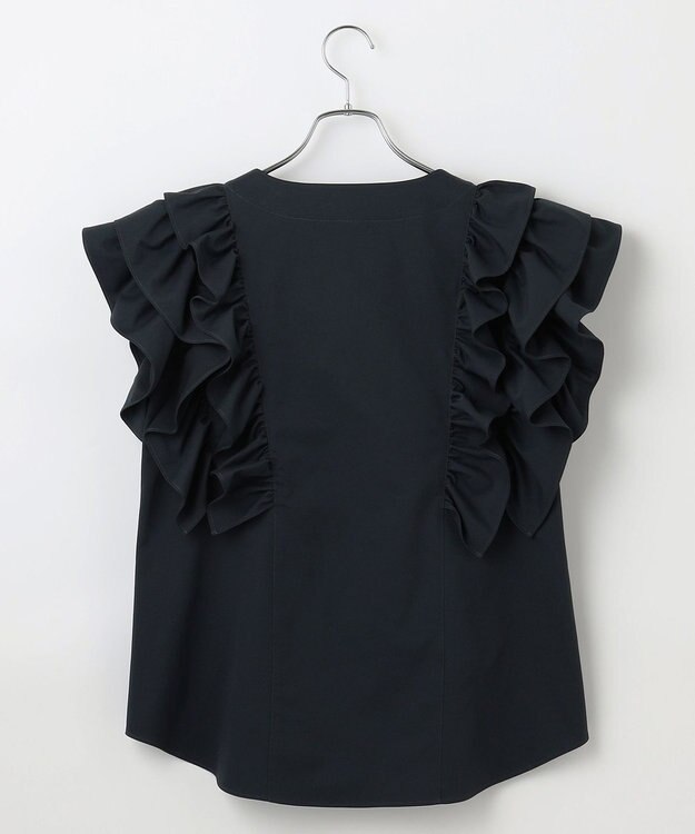 #Newans ラッフルフリルブラウス ネイビー