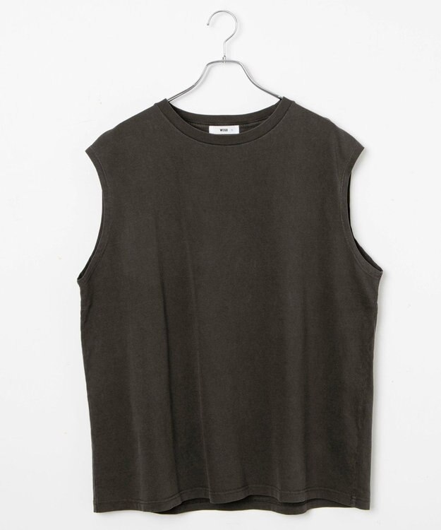 WEGO 【5色3サイズ展開/ユニセックス着用ITEM/洗える/綿100%】スリーブレスコットンT グレーその他