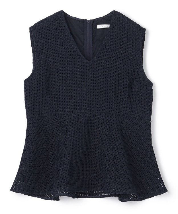 BEIGE， 【S-size】PINE / ペプラムブラウス Navy