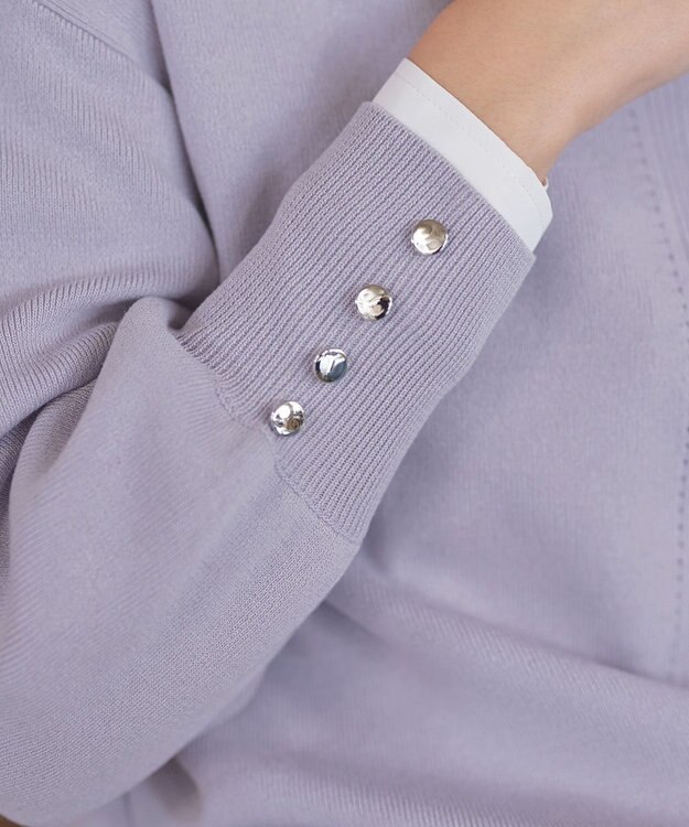 Tiaclasse 【洗える】Vネックラウンドヘムニットチュニック ラベンダー