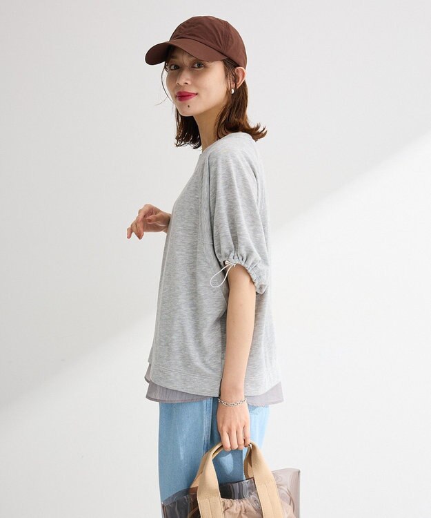 Green Parks 袖ドロストシアー裏毛ドッキングプルオーバー Gray Mixture