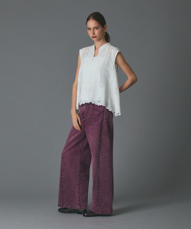 GRACE CONTINENTAL ラップ2wayデニムパンツ ボルドー