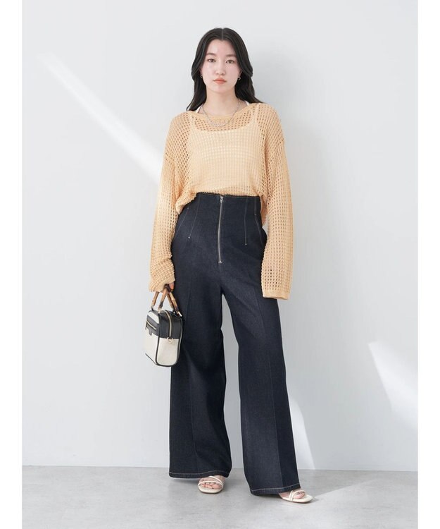 earth music&ecology レーシーニットプルオーバー Orange