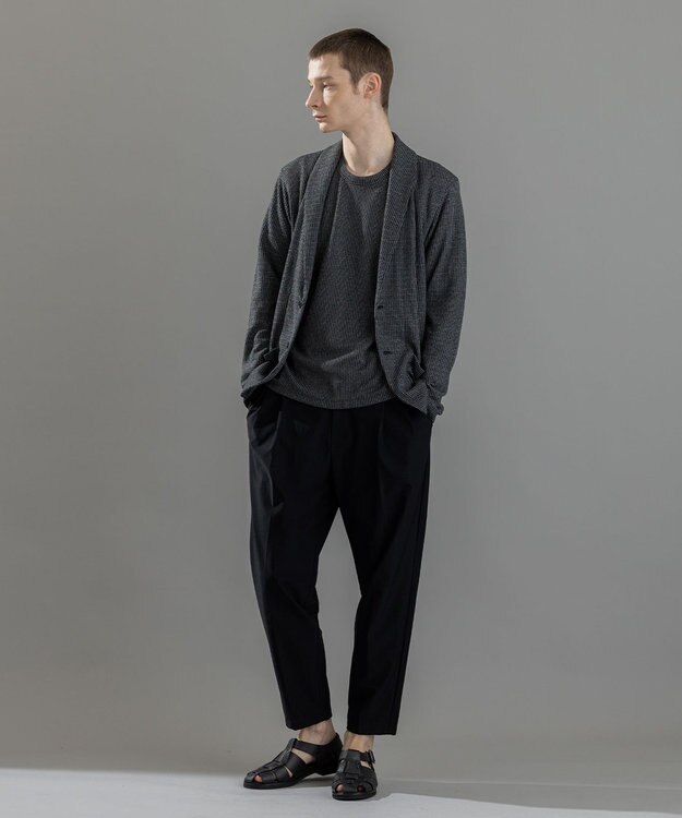 JOSEPH HOMME 新素材【清涼感】メランジクロスジャージー　クルーネックカットソー ブラック系