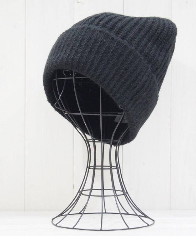 石田製帽 モヘア ホールガーメントシャロット ニット帽 ブラック