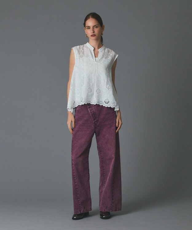 GRACE CONTINENTAL ラップ2wayデニムパンツ ボルドー