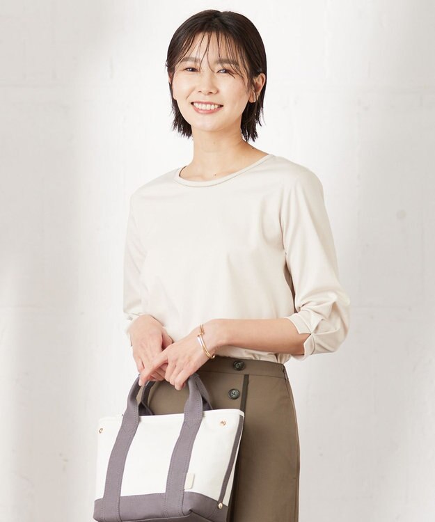 J.PRESS LADIES L 【接触冷感・UVケア】 スムースジャージー カットソー ライトグレー系