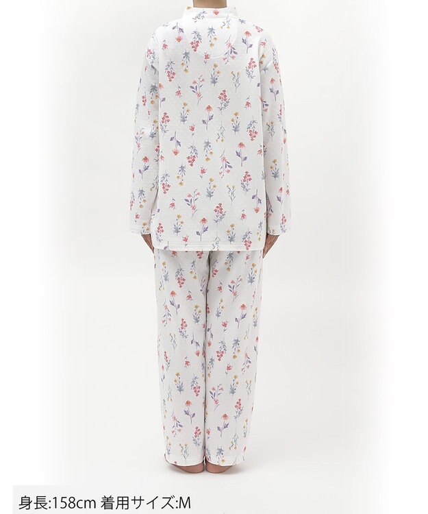 Wing パジャマ 綿混(本体) あったか 冬 長袖 長ズボン レディース EP6021 ウイング／ワコール ホワイト