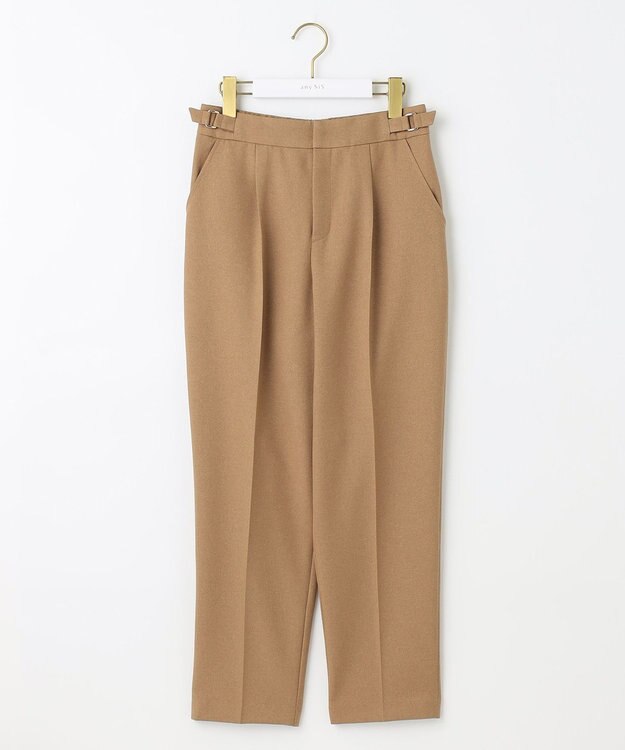 ANY SIS 【洗える】サイドバックルタックテーパード パンツ キャメル