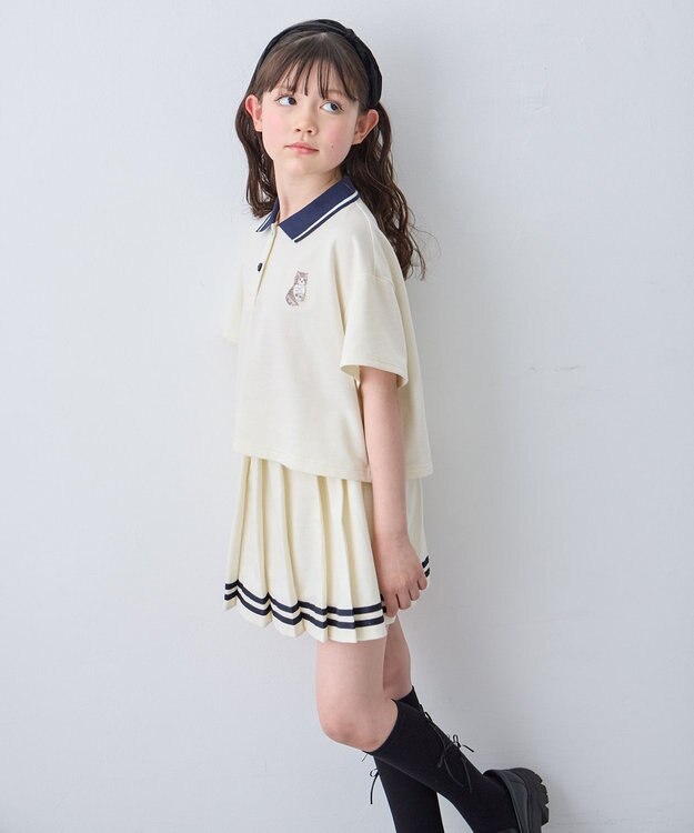 ANY KIDS 【洗濯機可能/吸汗速乾】ドライタッチ プリーツスカパン エクリュ