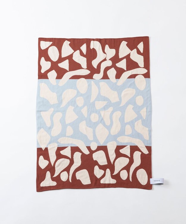 TRICOTE 【リバーシブル】コラージュ柄ニットブランケット 87BROWN